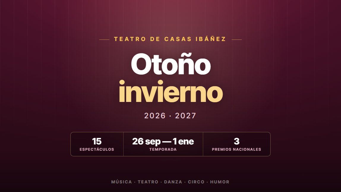 Programación del Teatro de Casas Ibáñez: otoño-invierno 2026-2027